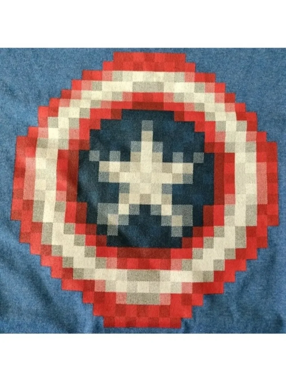 Marvel Avengers Capt. America Age of Ultron Pixelated T-Shirt, Blue Heather, XL
